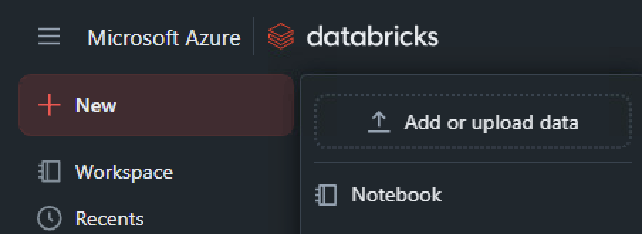 Databricks Add Data Menu